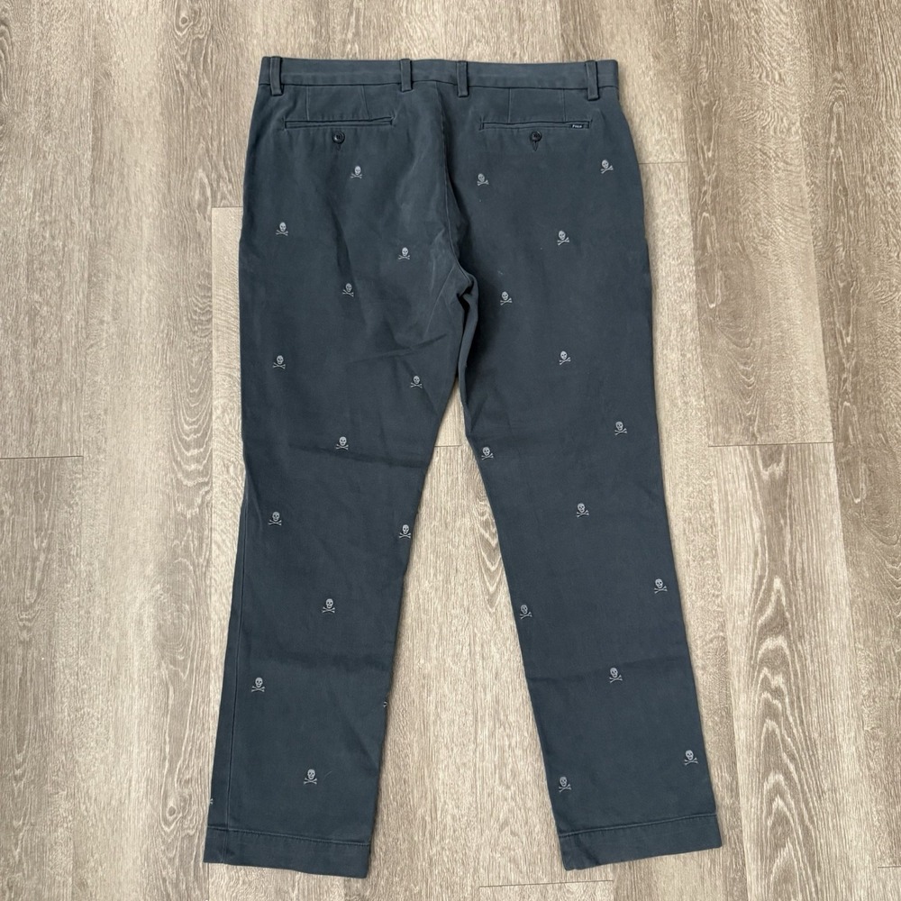 Polo Ralph Lauren Slim Fit Chino Pants Skulls All Over Print Men's 35x29 Grey - Picture 4 of 6